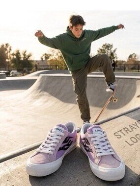 STRAYE Logan Lavender Flame Skate Shoes Purple Suede Mens Size 8